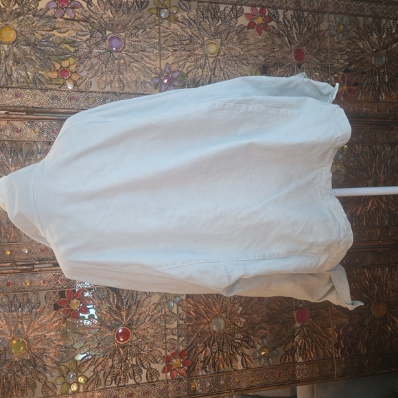 Zara 100% Cotton Cropped Barn Chore Jacket Oversized Cream Tan Womens Size Large - Picture 5 of 11